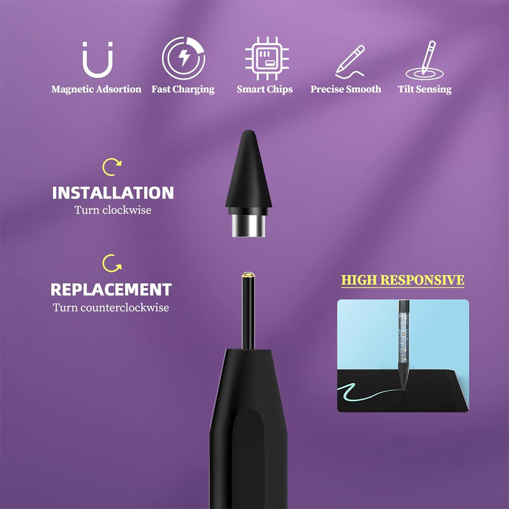 Lápiz Táctil Capacitivo Universal Recargable (Negro) - Imagen 2