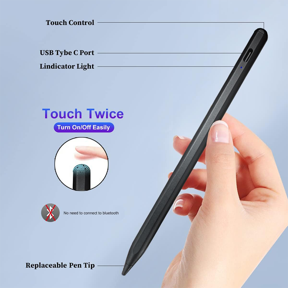 Lápiz Táctil Capacitivo Universal Recargable (Negro) - Imagen 4